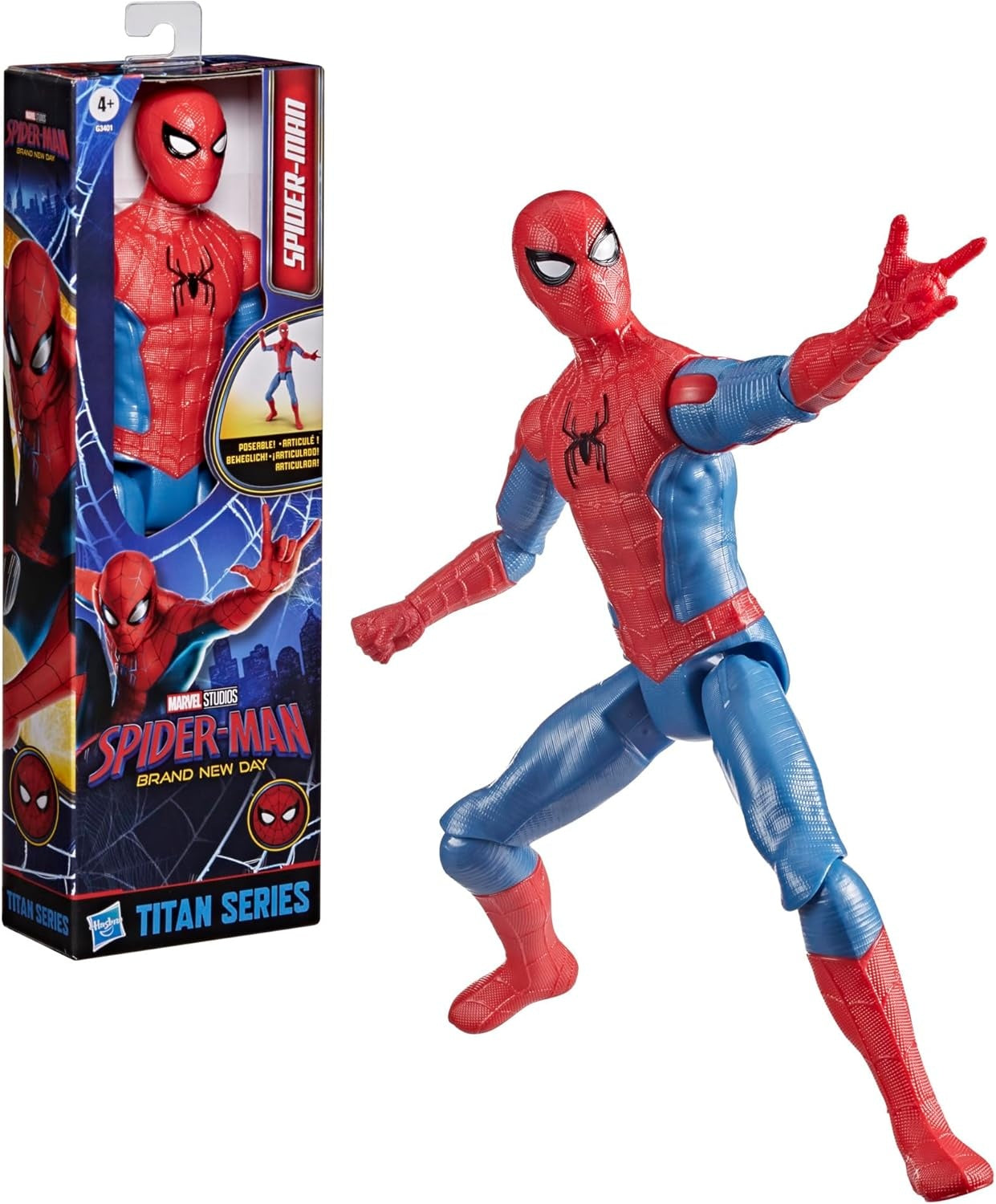 Marvel Spider-Man: Brand New Day Titan Series Action Figure, 11.5-Inch (29.2 CM) Super Hero Toys for Kids, Ages 4+