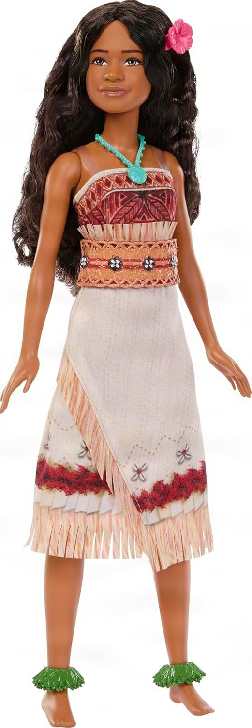 Mattel Disney Toys, Moana Doll with Removable Fashion, Wavy Hair & 4 Accessories, Posable & Collectible, Inspired by Live Action Movie