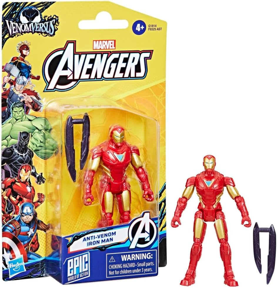 Marvel Avengers VenomVersus Epic World of Action Anti-Venom Iron Man Figure & Accessory, 4-Inch (10 cm) Super Hero Toys for Kids Ages 4+