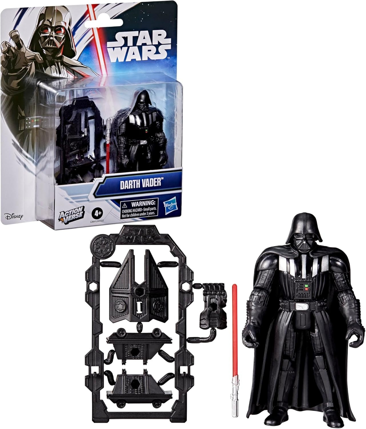 STAR WARS ActionVerse Darth Vader 4.5-Inch Action Figure & Accessories, Reusable Accessory Storage Rack, Toys for Boys & Girls Ages 4+