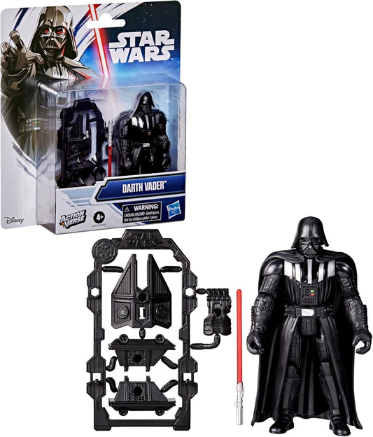 STAR WARS ActionVerse Darth Vader 4.5-Inch Action Figure & Accessories, Reusable Accessory Storage Rack, Toys for Boys & Girls Ages 4+