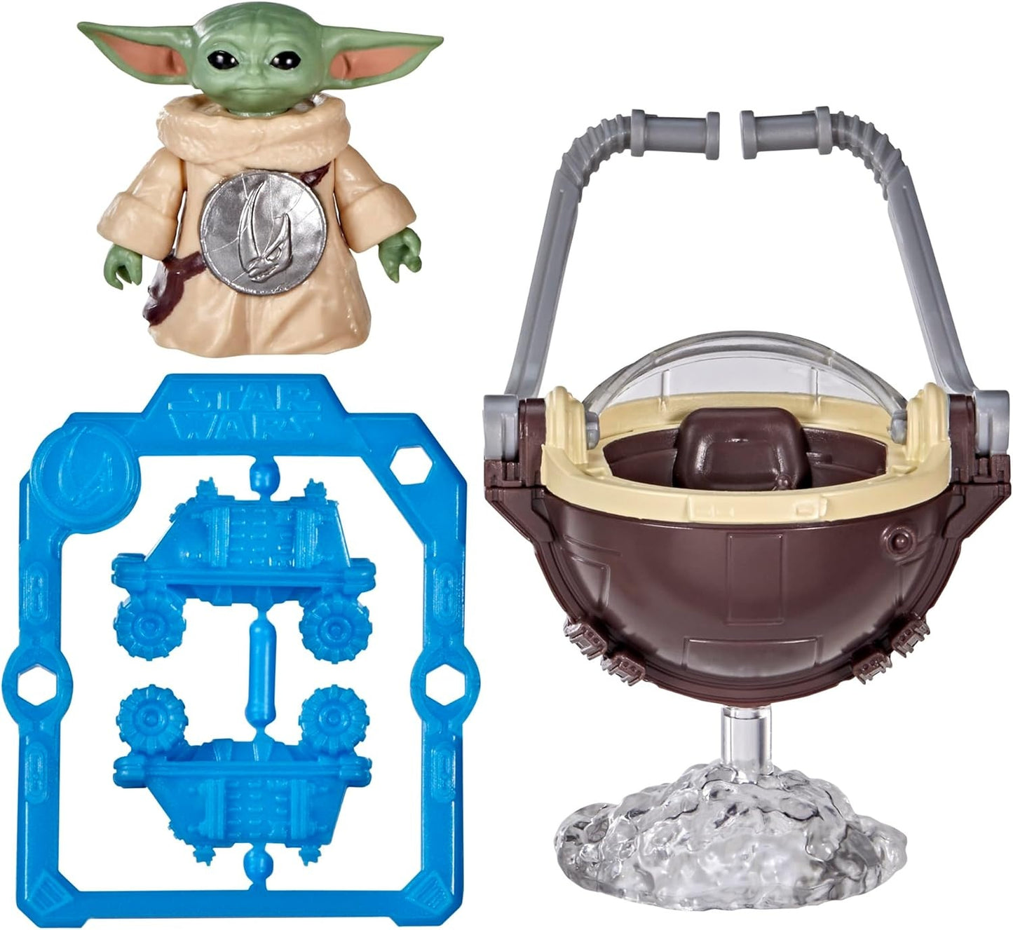 STAR WARS ActionVerse Grogu 1.3-Inch (4.5-Inch Scale) Action Figure & Accessories, Reusable Accessory Storage Rack, Toys for Boys & Girls Ages 4+