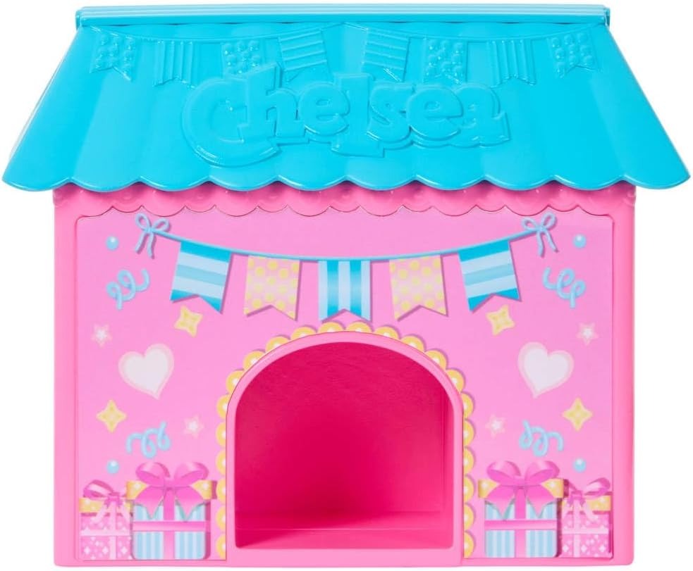 Barbie Family & Friends Club Chelsea Surprise Birthday Party Playset with Chelsea Small Doll (Brunette), Transforming Doghouse & 10+ Accessories
