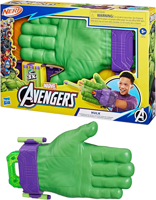 Marvel Avengers Hulk Thunderclap Blaster Roleplay Toy with 3 NERF Darts, Super Hero Toys for Kids Ages 5+