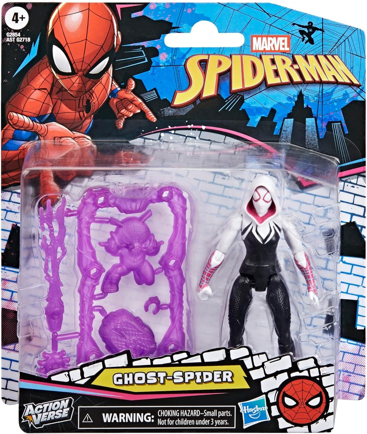 SPIDER-MAN Marvel ActionVerse Ghost-Spider Action Figure & Accessories, 4.5-Inch (11.4 CM) Super Hero Toys & Figures for Kids, Ages 4+