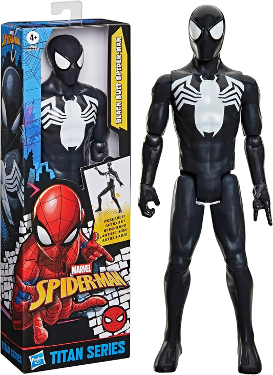 SPIDER-MAN Marvel Titan Series Black Suit Action Figure, 12-Inch-Scale (30 cm) Super Hero Toys for Kids Ages 4+