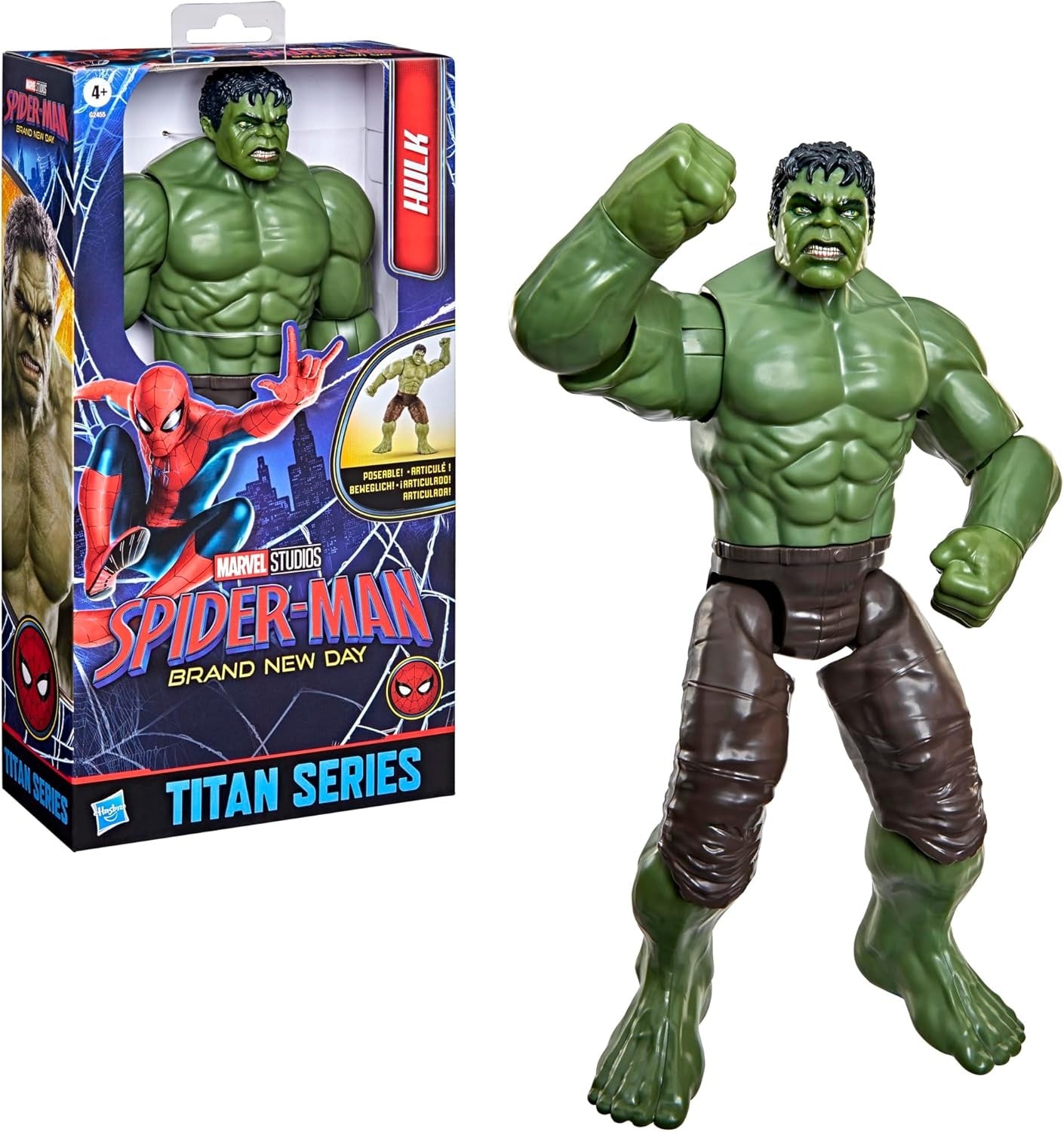 Marvel Spider-Man: Brand New Day Titan Series Hulk Action Figure, 11.7-Inches, Super Hero Toys for Kids, Ages 4+