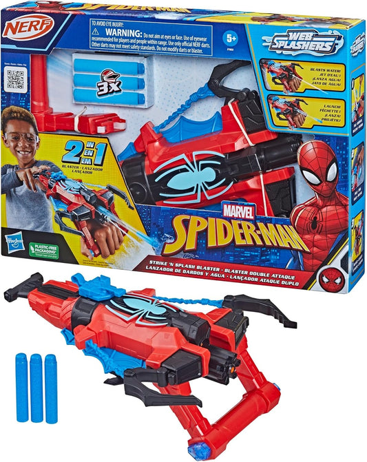 Marvel Spider-Man Spider Strike ‘N Splash Blaster, Super Hero Toys for Kids, Ages 5 and Up, Nerf Blaster for Kids, Water Blast Feature