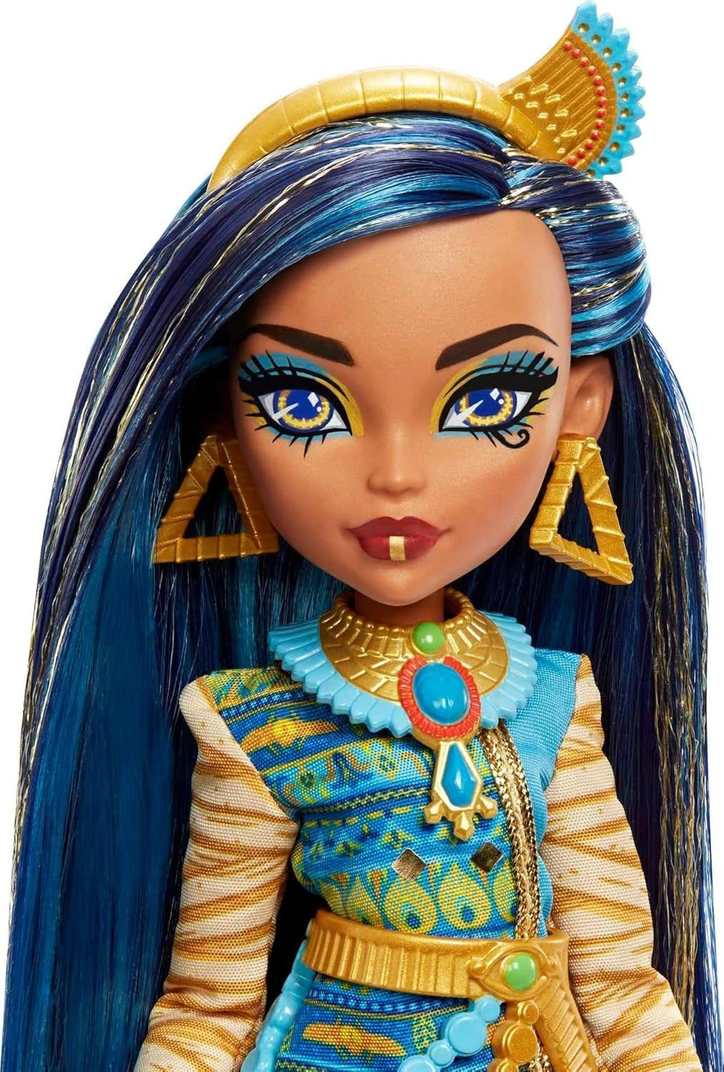 Monster High Doll, Cleo De Nile with Blue Streaked Hair in Signature Look with Fashion Accessories & Pet Dog Tut