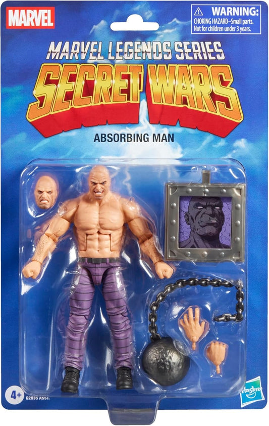 Marvel Legends Series Secret Wars Absorbing Man, Retro Comics Collectible 6 Inch Action Figure with Lenticular Shield | Retro Comics Collectible, Lenticular Shield