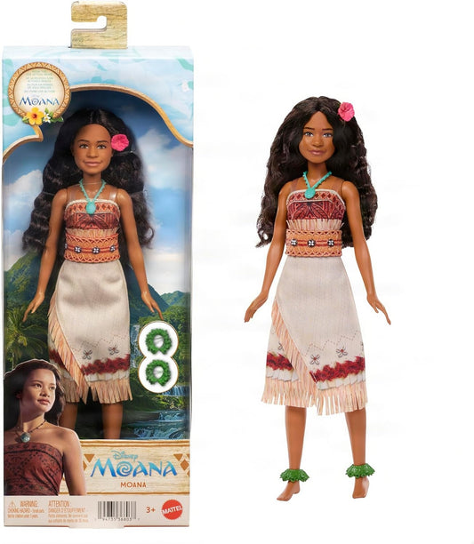 Mattel Disney Toys, Moana Doll with Removable Fashion, Wavy Hair & 4 Accessories, Posable & Collectible, Inspired by Live Action Movie