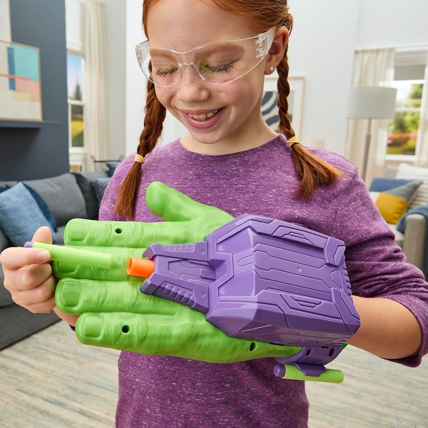 Marvel Avengers Hulk Thunderclap Blaster Roleplay Toy with 3 NERF Darts, Super Hero Toys for Kids Ages 5+