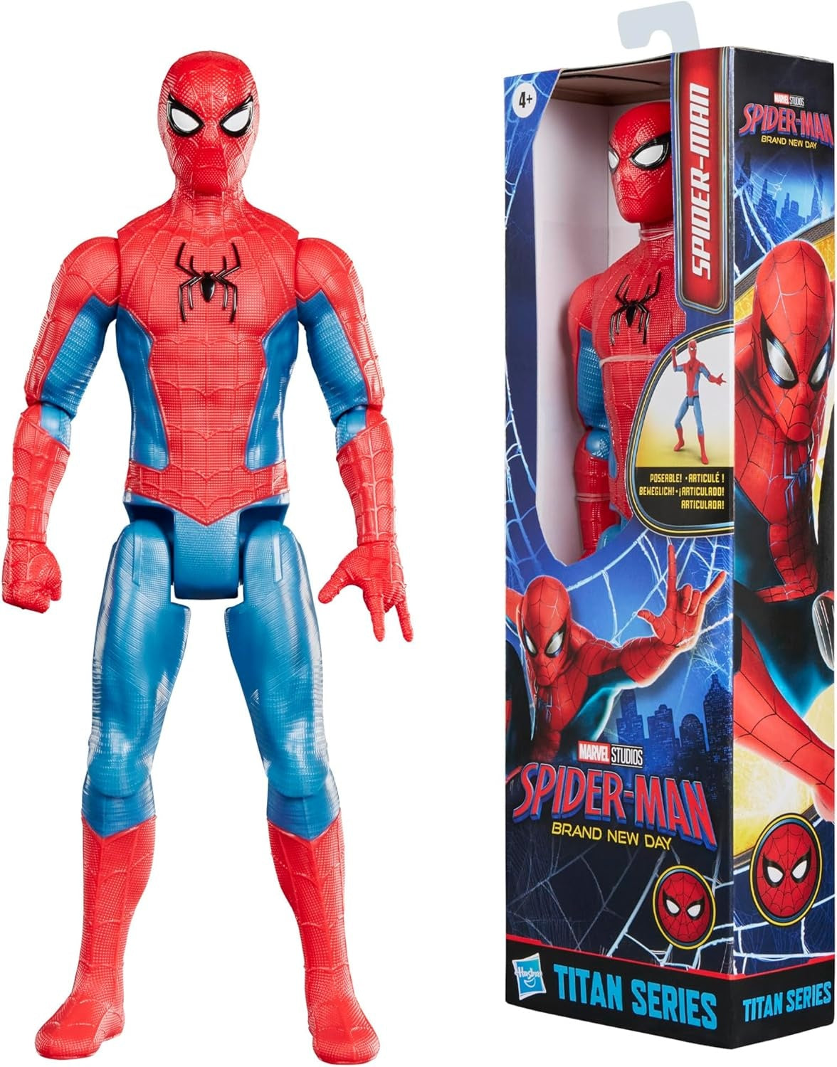Marvel Spider-Man: Brand New Day Titan Series Action Figure, 11.5-Inch (29.2 CM) Super Hero Toys for Kids, Ages 4+