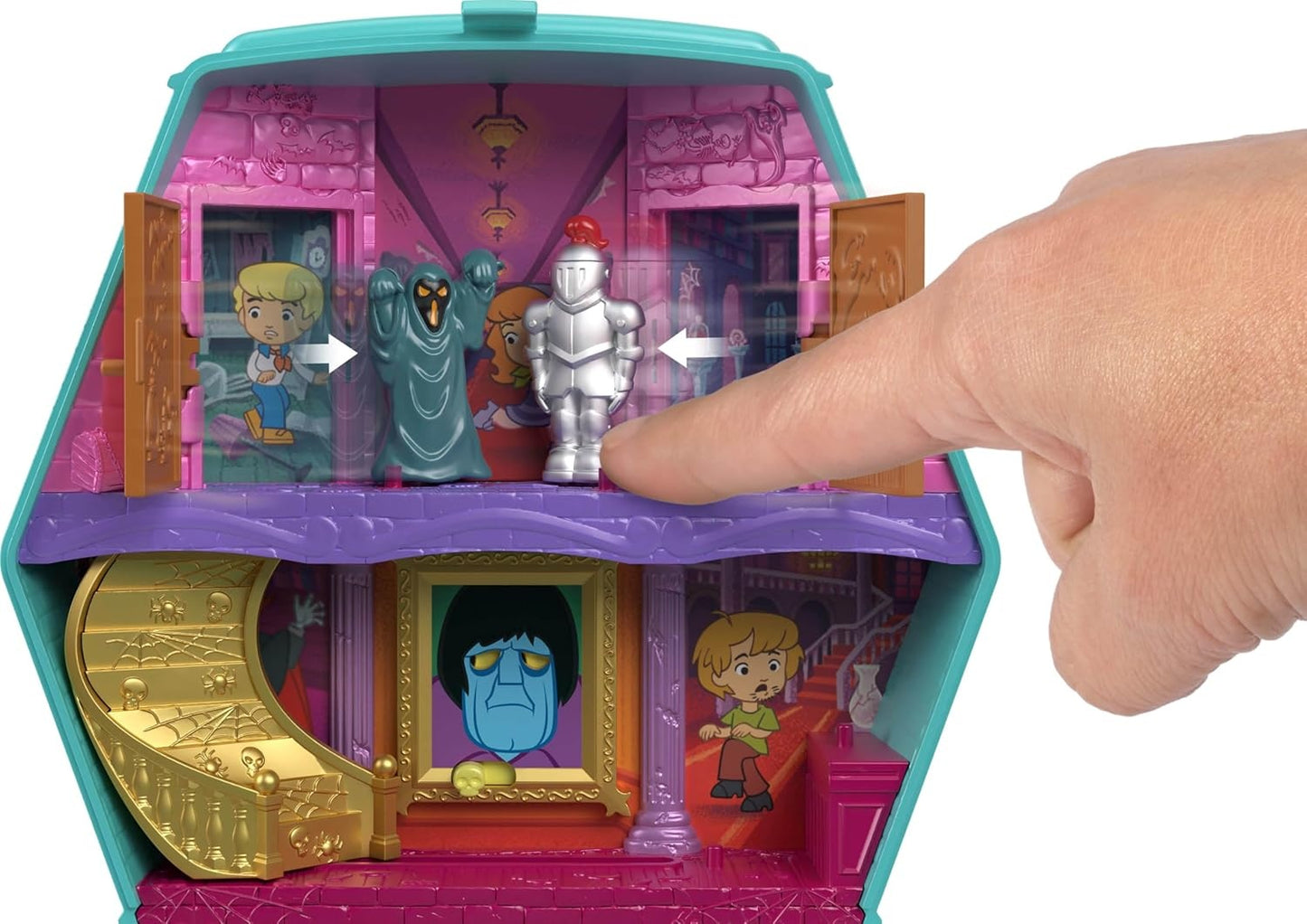 Polly Pocket x Scooby-DOO Partnership Casket, Mini Dolls and Playset, Scooby-DOO and Velma Dinkley Dolls, Mystery Machine Toy Car, JKC85