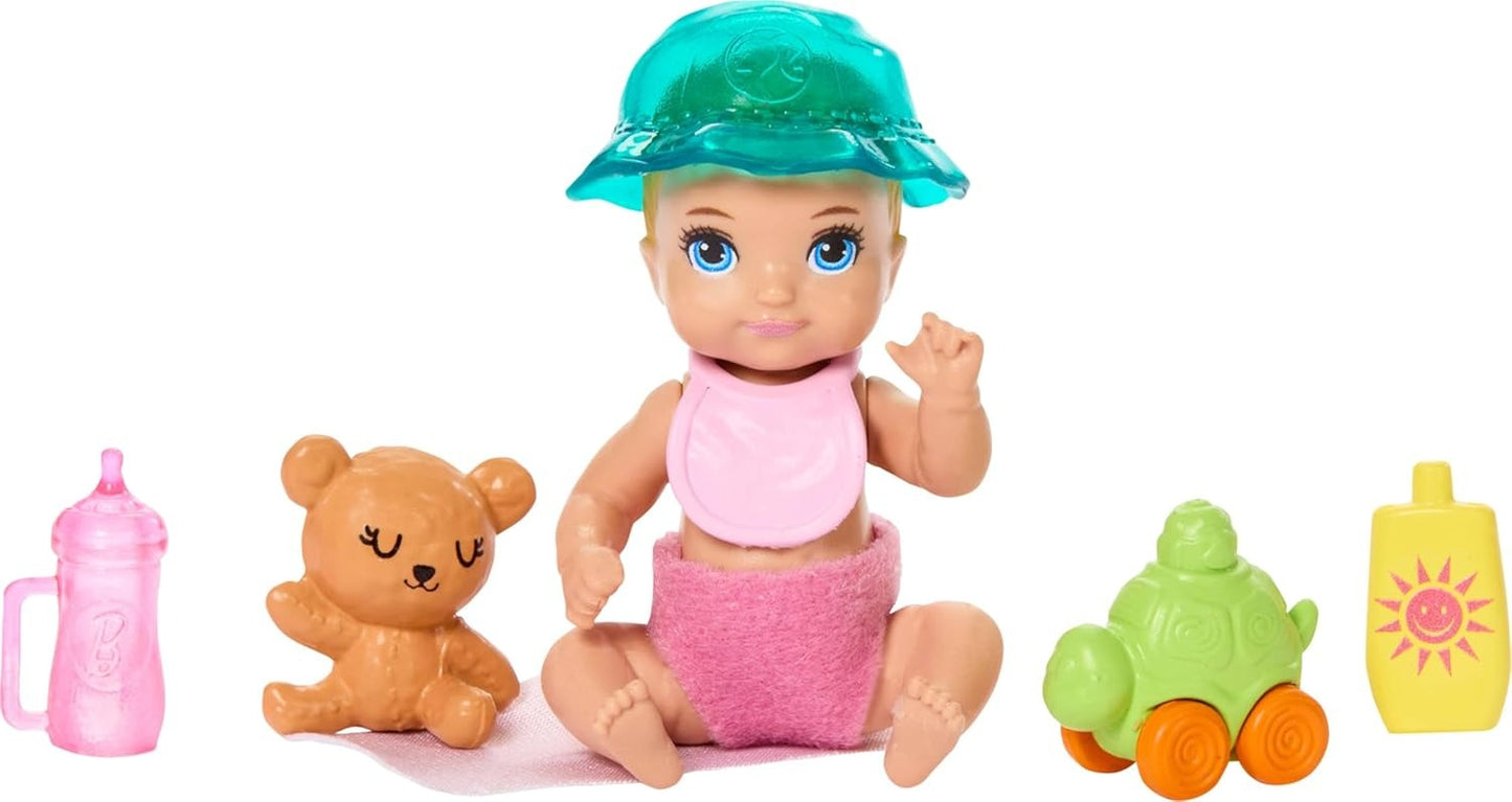 Barbie Skipper Babysitters, Inc. Playset with Brunette Doll, Blonde Baby Doll, Stroller with Removable Car Seat & 7 Accessories