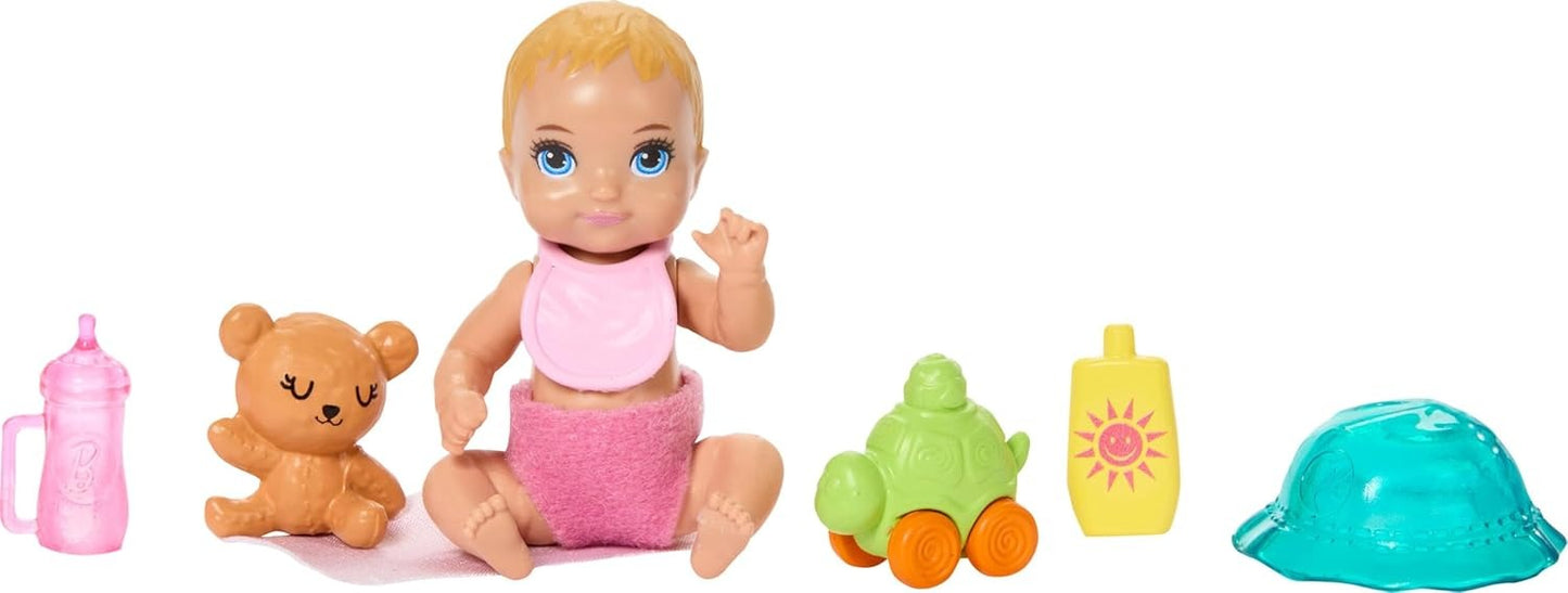 Barbie Skipper Babysitters, Inc. Playset with Brunette Doll, Blonde Baby Doll, Stroller with Removable Car Seat & 7 Accessories