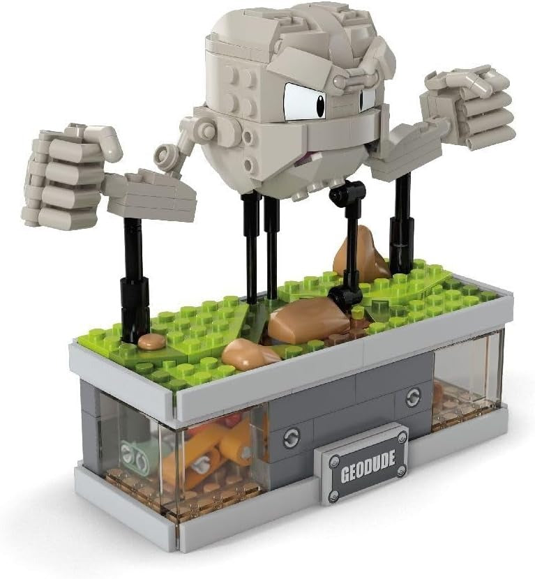 MEGA Pokémon Building Toys Set, Mini Motion Geodude with 343 Pieces, 5 Inches Tall, Moving Arms and Mouth, Adult Collectible