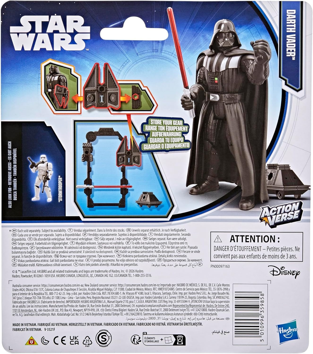 STAR WARS ActionVerse Darth Vader 4.5-Inch Action Figure & Accessories, Reusable Accessory Storage Rack, Toys for Boys & Girls Ages 4+