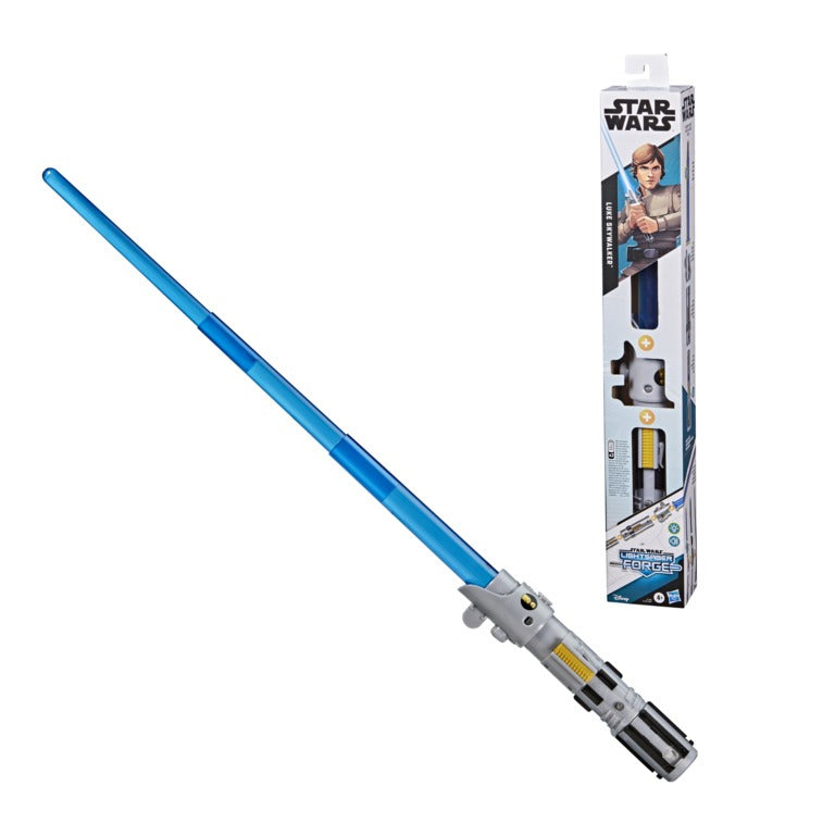 STAR WARS Lightsaber Forge Luke Skywalker Electronic Extendable Blue Lightsaber Toy, Customizable Roleplay Toy, Kids Ages 4 and Up