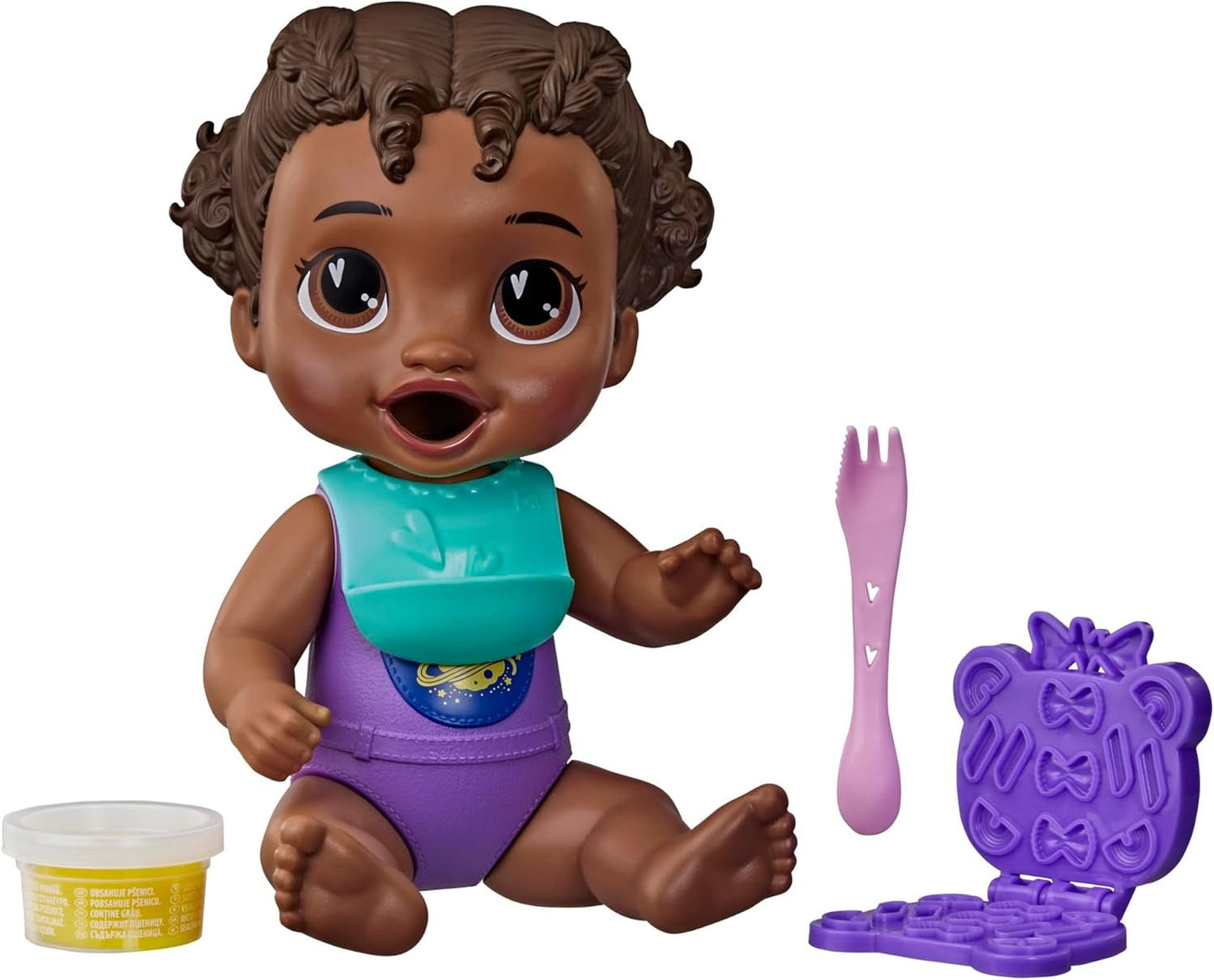Baby Alive Dinnertime Creations, Black Hair Doll with Play Food Accessories, 11 inches, Toys for 3+ Year Old Girls and Boys