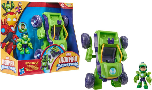 Marvel Iron Man and his Awesome Friends 2-in-1 Mech Suit & Vehicle, Action Figure & Toy Vehicle Set, 3-Inch-Scale Super Hero Toys, Ages 3+