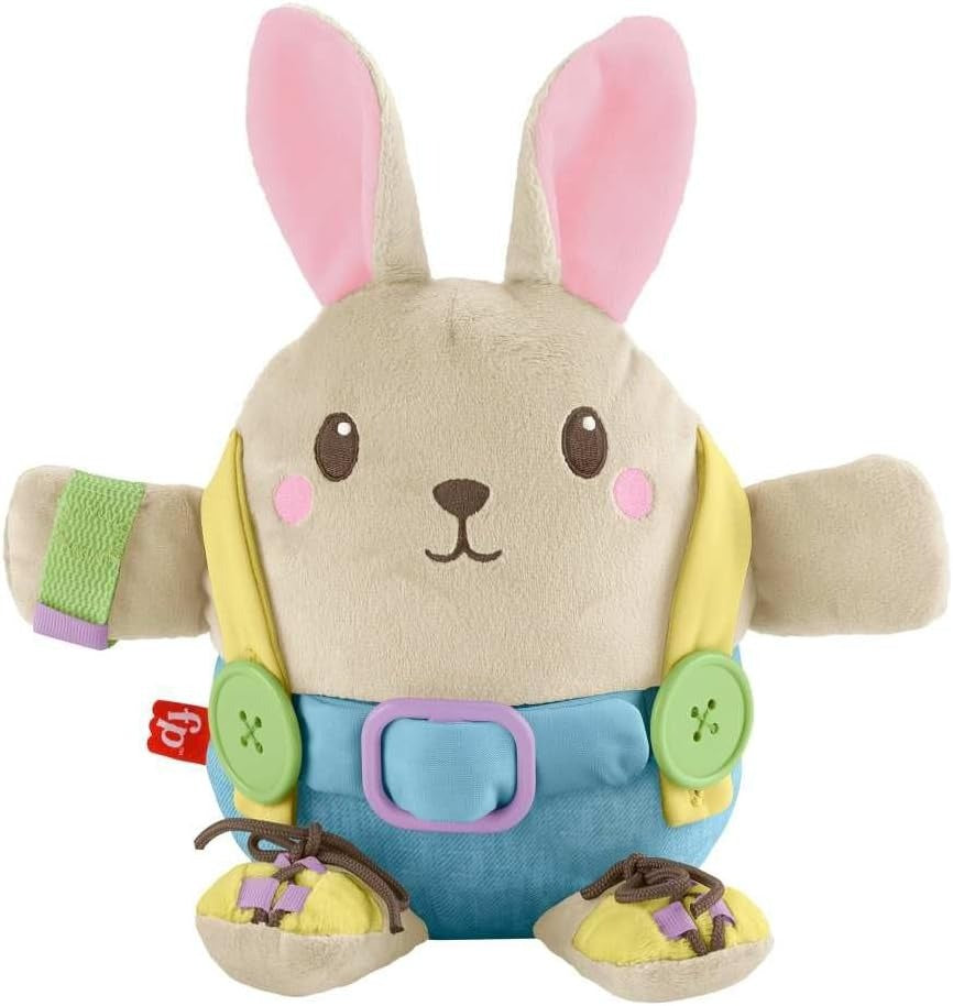 Fisher-Price Toddler Educational Toy Learn to Dress Bunny Plush Animal Activity Doll for Preschool Kids Ages 2+ Years