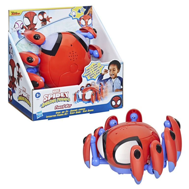 Spidey and His Amazing Friends Marvel Speak and Go Trace-E Bot, Electronic Spider Toy, Sound-Activated, Crawls