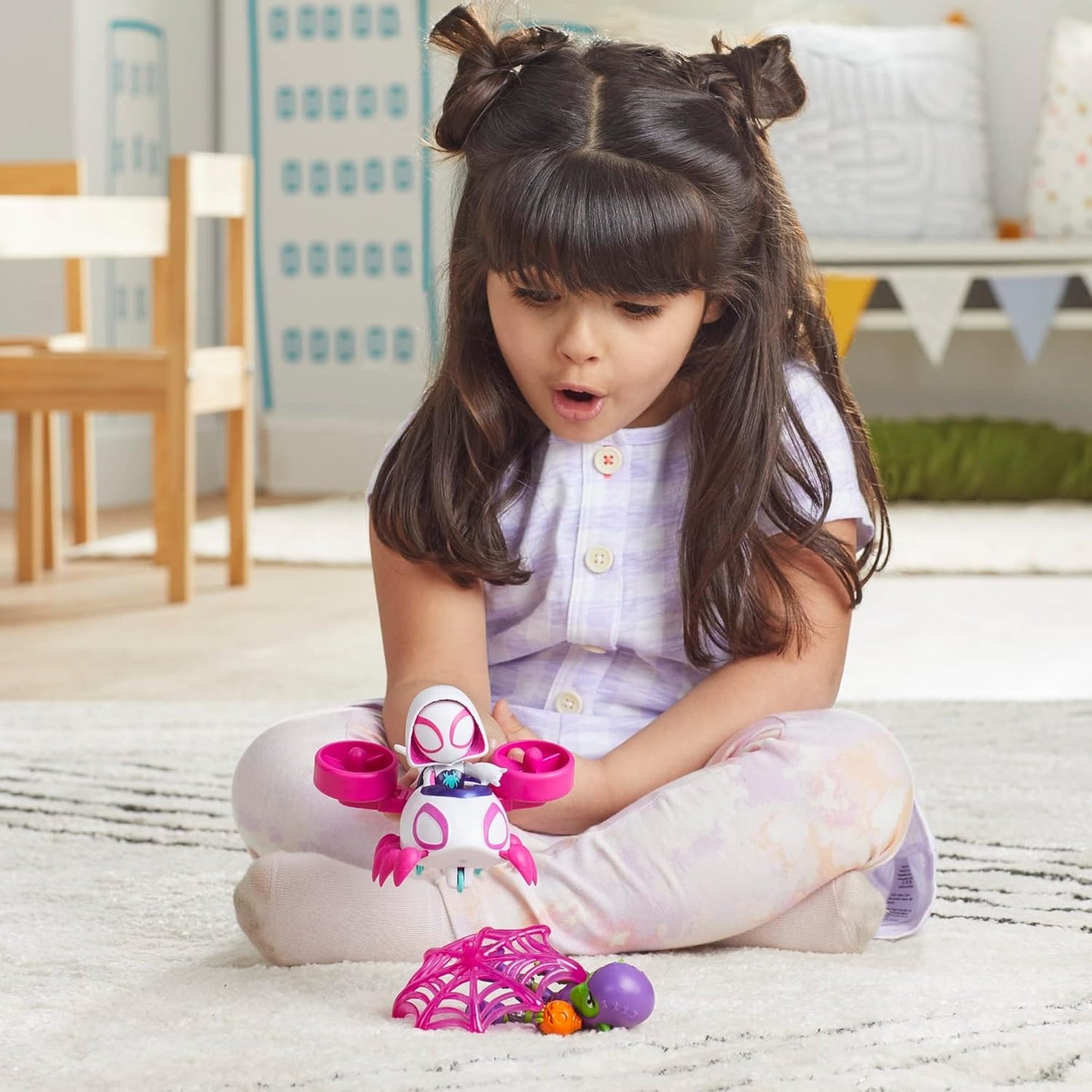 Marvel Ghost-Spider Copter Set, 4-Inch Scale Action Figure with Vehicle & Accessory, Preschool Super Hero Toy