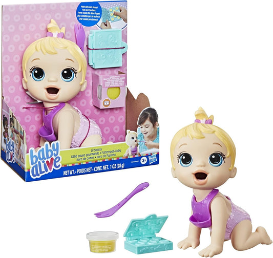 Baby Alive Lil Snacks Doll, Eats and Poops, 8-Inch Blonde-Haired Snack-Themed Doll for Kids 3 and Up