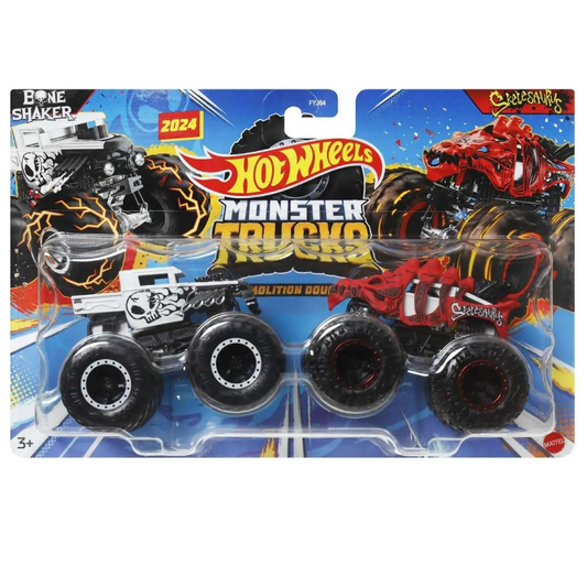 Hot Wheels Monster Trucks Demolition Doubles Bone Shaker vs Skelesaurus