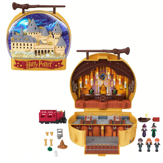 Polly Pocket Collector Playset, Harry Potter Compact with 5 Character Dolls & 11 Accessories, Hogwarts Exterior