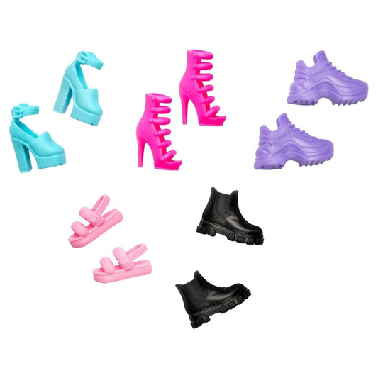 Barbie Fashion Pack, Pack of 5 Shoes, Heels, Slippers for Barbie Dolls