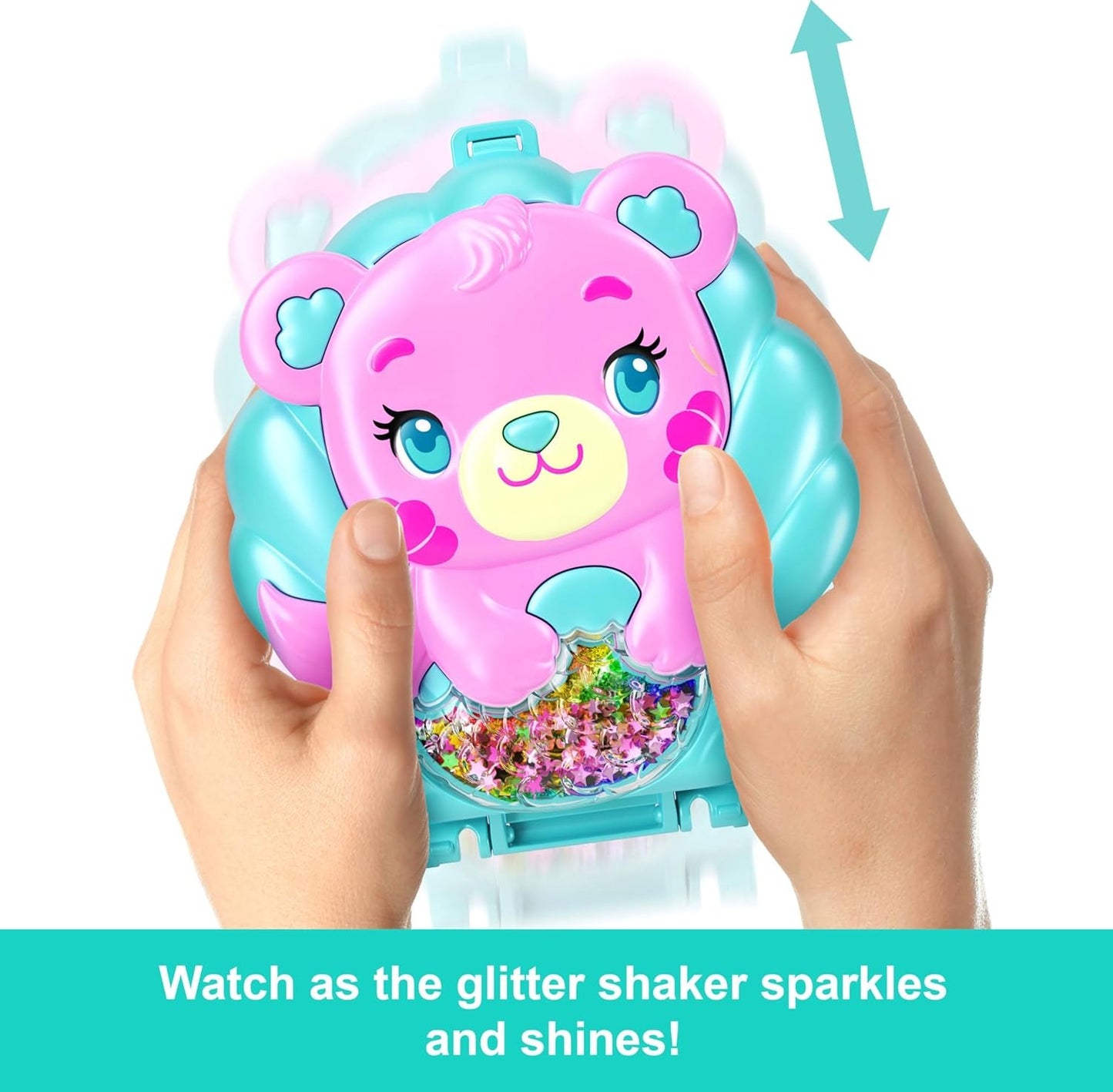 Polly Pocket Dolls and Playset, Glitter Island Compact, Travel Toy with 1 Micro Mermaid Doll, Ocean Pets & Themed Accessories