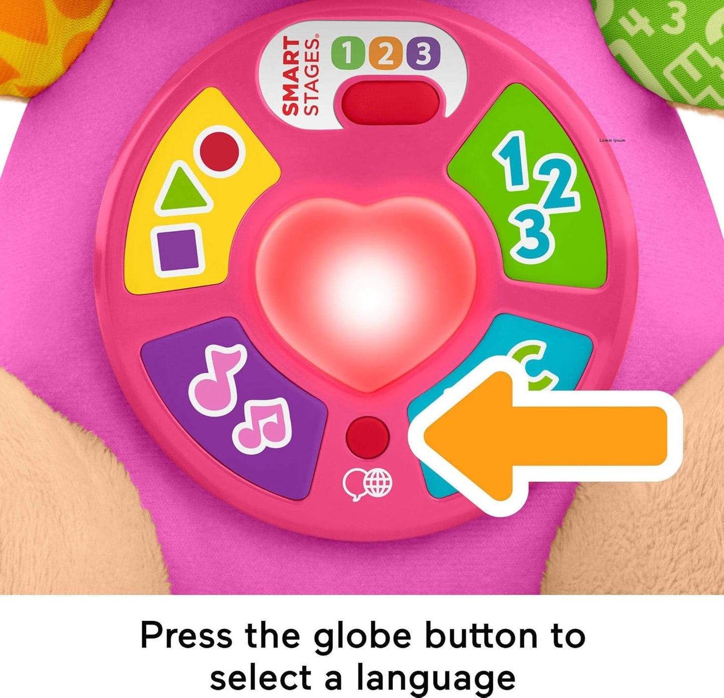 Fisher-Price Baby Learning Toy Laugh & Learn Smart Stages Sis Pink Musical Plush with Smart Stages for Infants Ages 6+ Months, Multilanguage Version