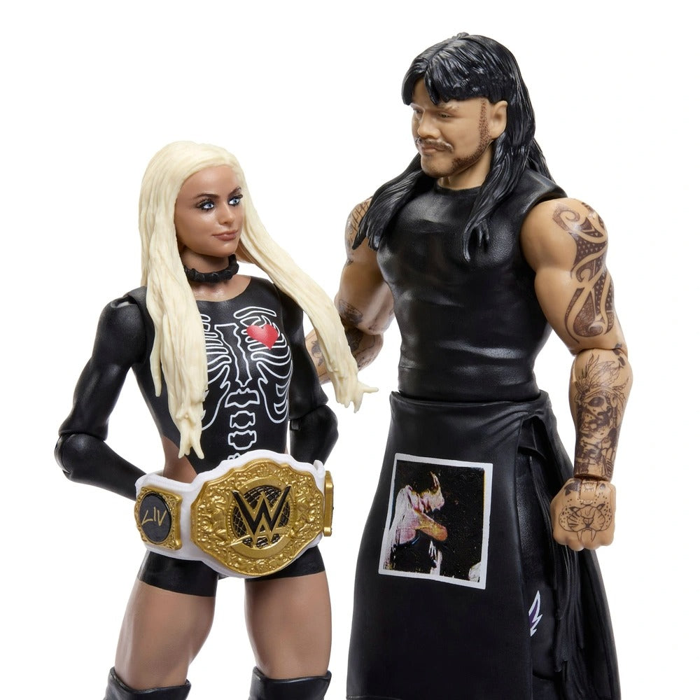 Mattel WWE Main Event Showdown Action Figures 2-Pack with Accessory, Series #25 ”Dirty” Dominik Mysterio & Liv Morgan Collectible Set, 6-inch