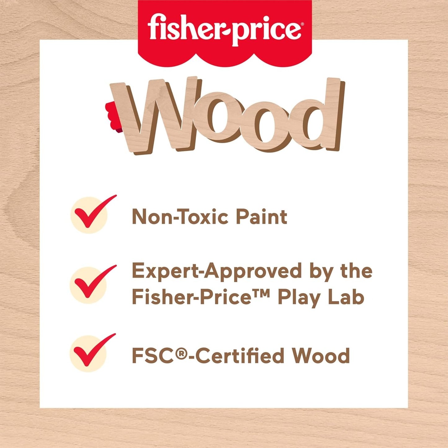 Fisher-Price Wood Pretend Play Toy Picnic Basket, 31-Piece Wooden Food Playset for Preschool Kids Ages 3+ Years