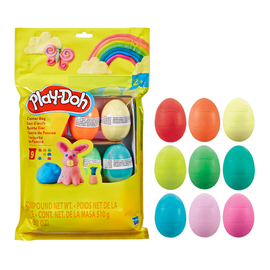 Play-Doh Easter Eggs Bag 9 Pack, 2 Ounces Each, Assorted Colors, Preschool Crafts for Kids 2 Years and Up, Easter Basket Toys