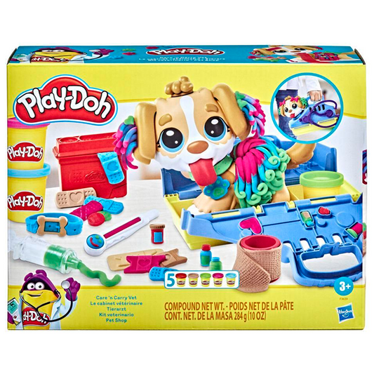 Play-Doh Care 'n Carry Vet Playset for Kids 3 Years and Up with Toy Dog, Storage, 10 Tools, and 5 Modeling Compound Colors, Non-Toxic