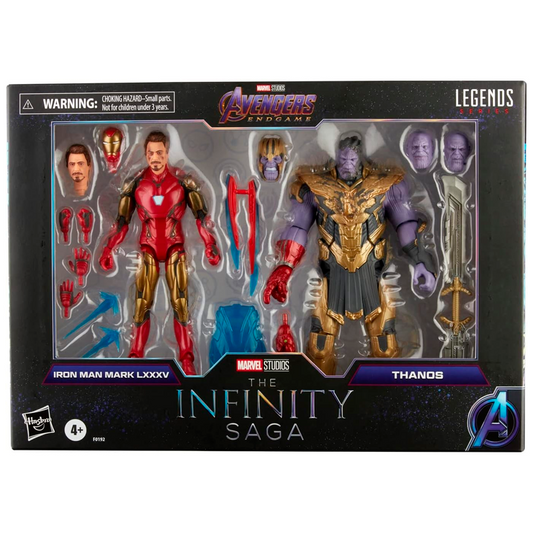 Marvel Hasbro Legends Series 6-inch Scale Action Figure 2-Pack Toy Iron Man Mark 85 vs. Thanos, Infinity Saga Character, Premium Design, 2 Figures and 8 Accessories