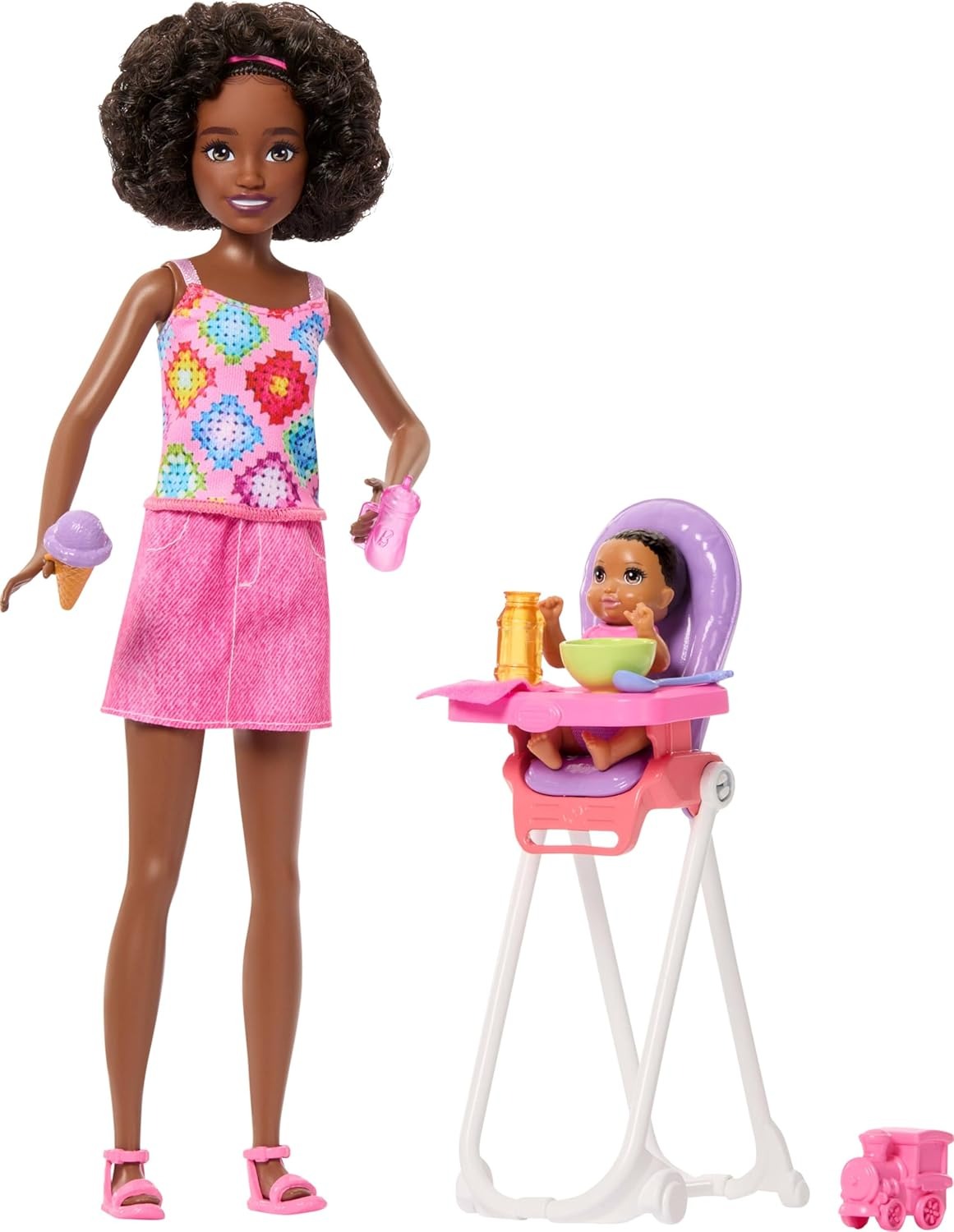 Barbie Skipper Babysitters, Inc. Playset with Brunette Doll, Brunette Toddler Doll, High Chair & 8 Accessories Including Food 2