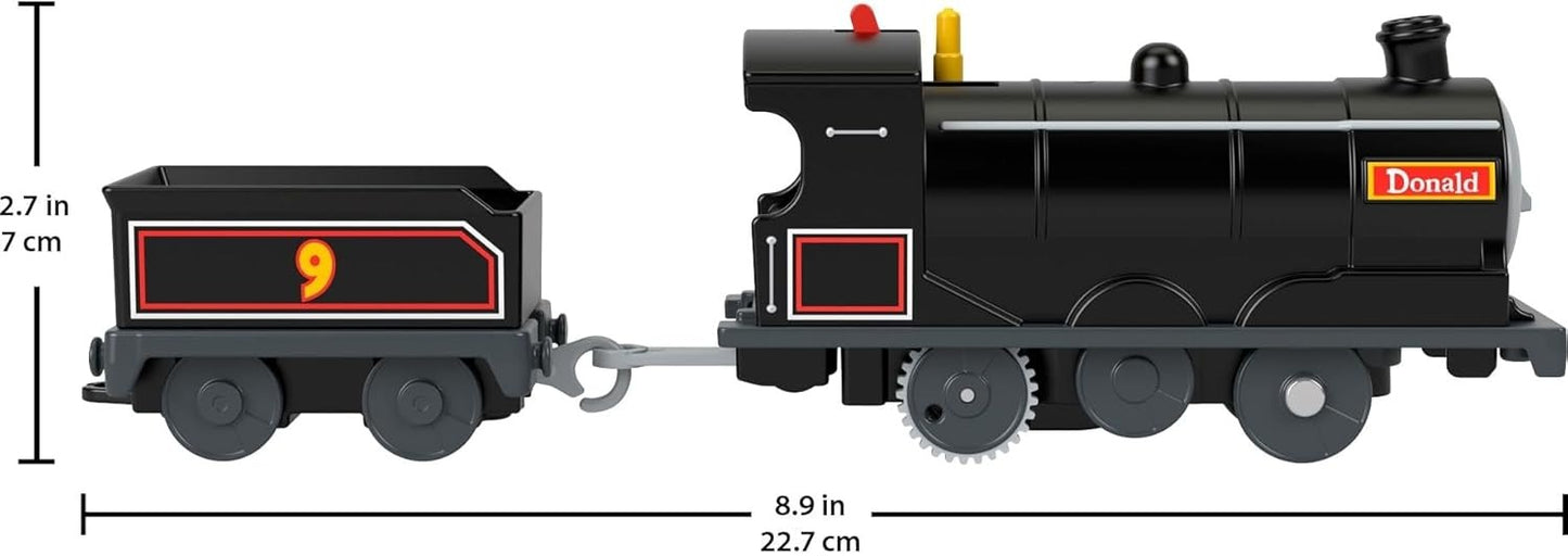 Thomas & Friends Motorized Toy Train Donald Battery-Powered Engine with Cargo Car for Preschool Kids Ages 3+ Years