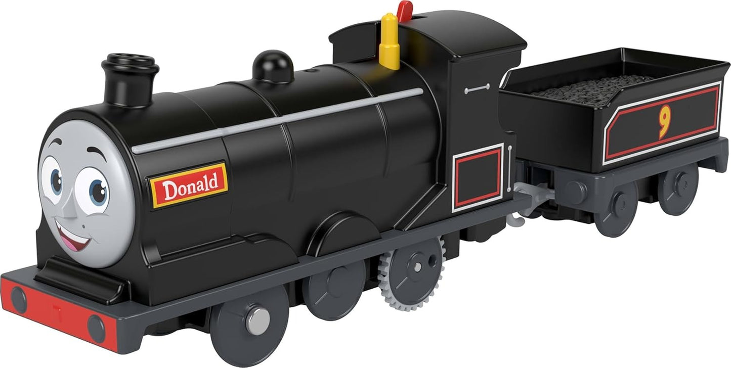Thomas & Friends Motorized Toy Train Donald Battery-Powered Engine with Cargo Car for Preschool Kids Ages 3+ Years