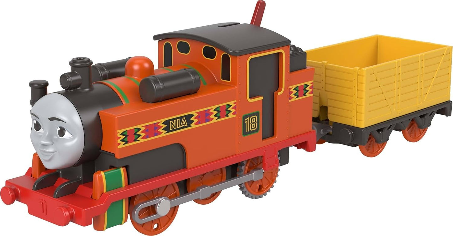 Mattel Fisher-Price Thomas & Friends Motorized Toy Train, Classic Nia Battery-Powered Engine & Cargo Car, Storytelling Play for Preschoolers