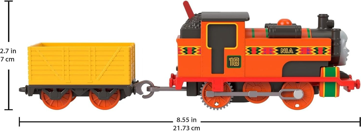 Mattel Fisher-Price Thomas & Friends Motorized Toy Train, Classic Nia Battery-Powered Engine & Cargo Car, Storytelling Play for Preschoolers