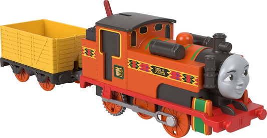 Mattel Fisher-Price Thomas & Friends Motorized Toy Train, Classic Nia Battery-Powered Engine & Cargo Car, Storytelling Play for Preschoolers