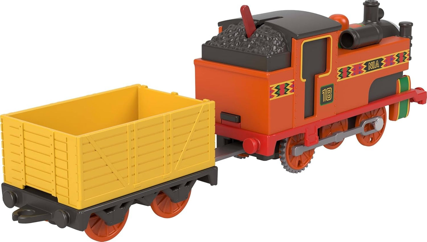 Mattel Fisher-Price Thomas & Friends Motorized Toy Train, Classic Nia Battery-Powered Engine & Cargo Car, Storytelling Play for Preschoolers