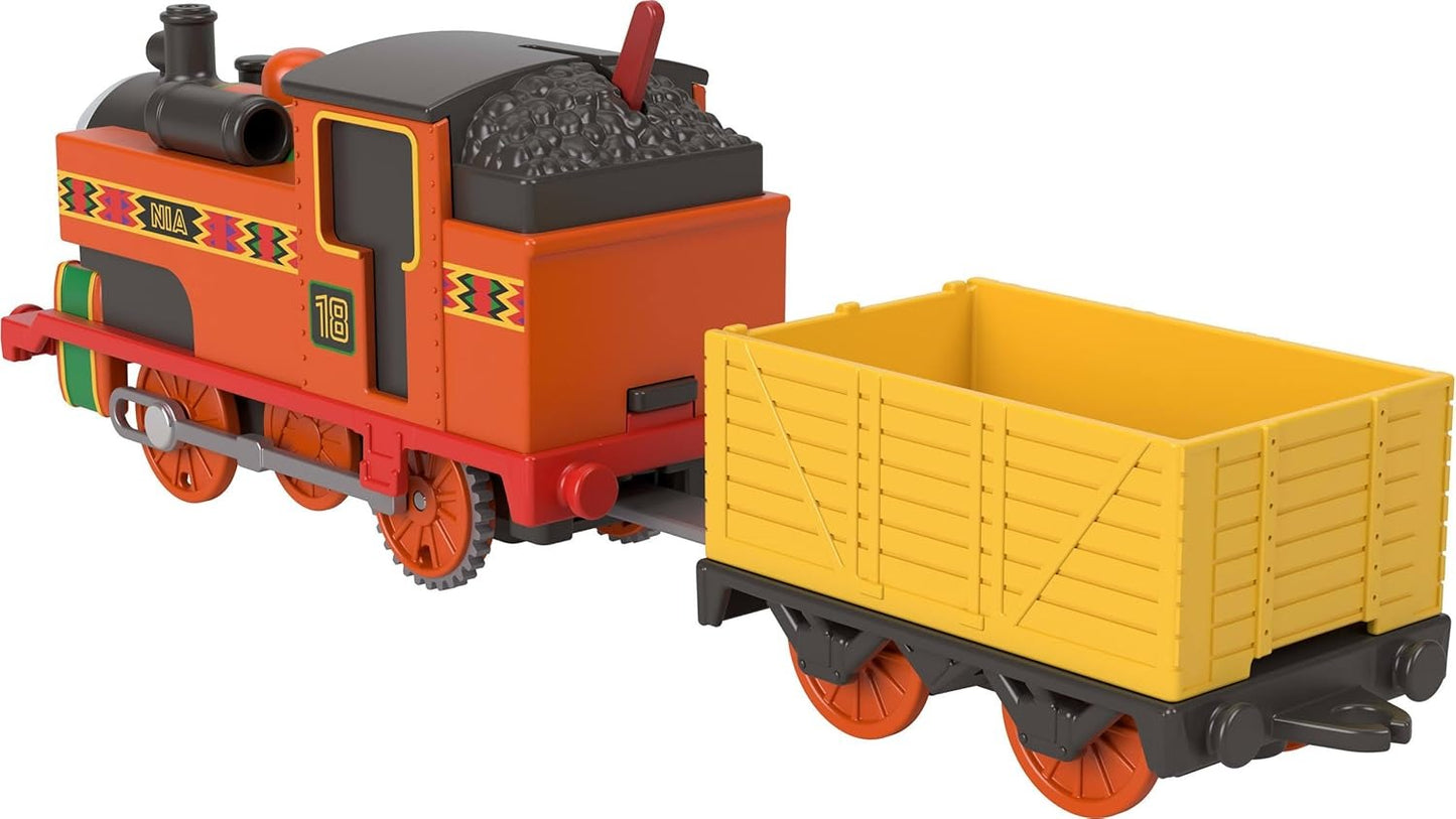 Mattel Fisher-Price Thomas & Friends Motorized Toy Train, Classic Nia Battery-Powered Engine & Cargo Car, Storytelling Play for Preschoolers
