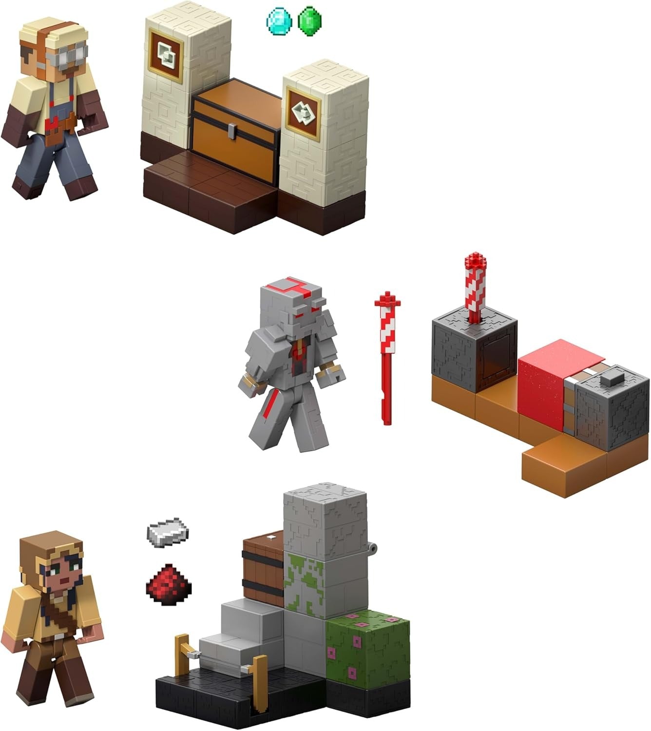 Mattel Minecraft Redstone Charged Series Action Figure & Accessories, Protector’s Firework Launcher Set with Launch Feature, 3.25-inch Scale Collectible Toy