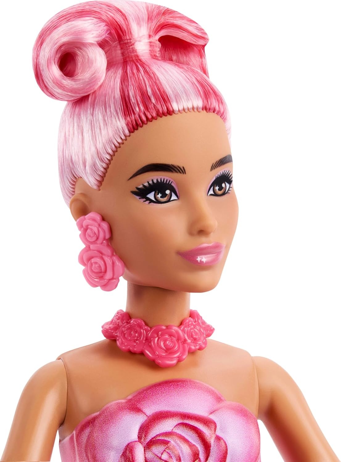 Barbie Petal Pop Scented Doll with Rose Dress & Accessories, Bouquet Reveal with Pet Bunny & Surprises Like Watering Can, Necklace & Earrings