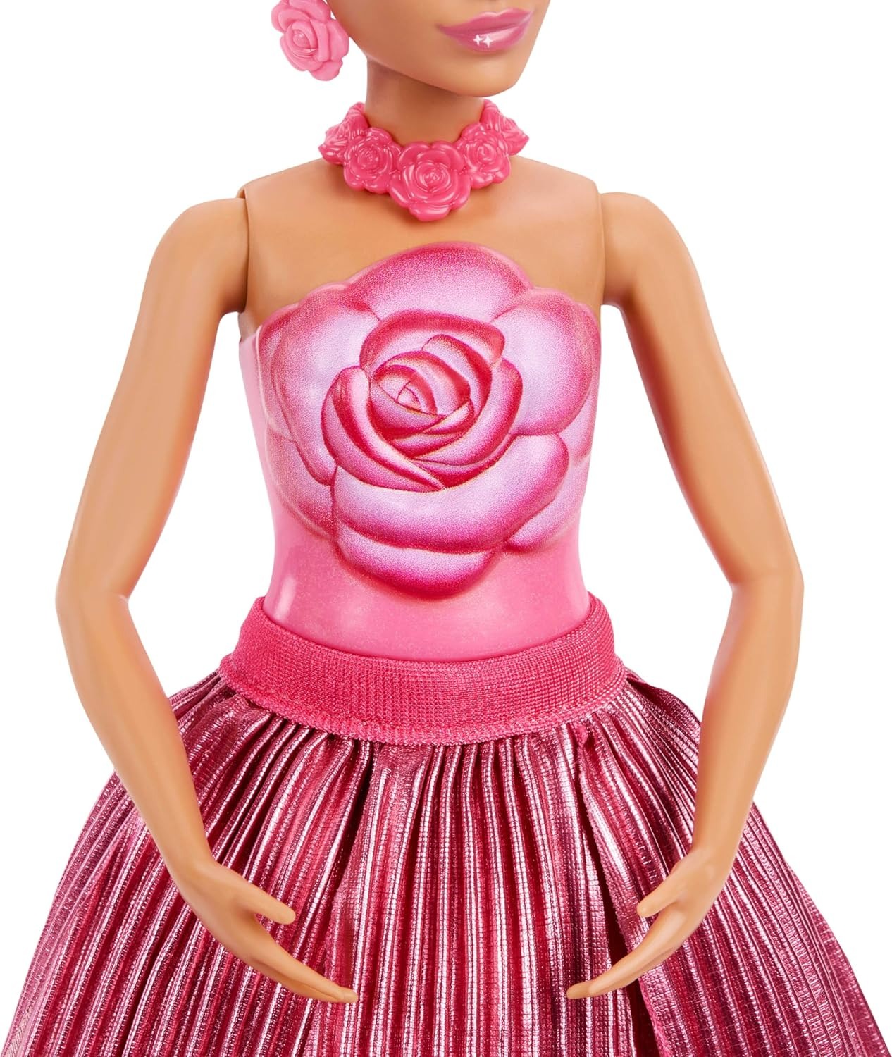 Barbie Petal Pop Scented Doll with Rose Dress & Accessories, Bouquet Reveal with Pet Bunny & Surprises Like Watering Can, Necklace & Earrings